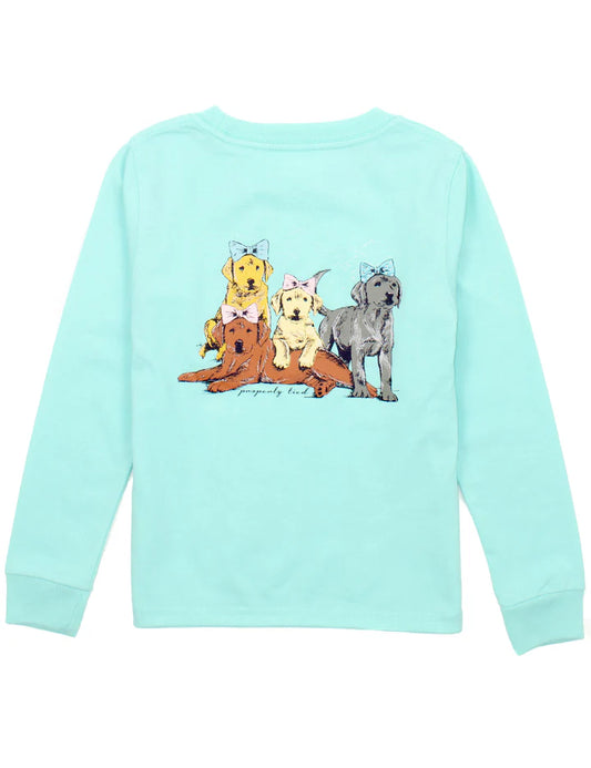 Properly Tied Girls Puppy Pile LS, Seafoam