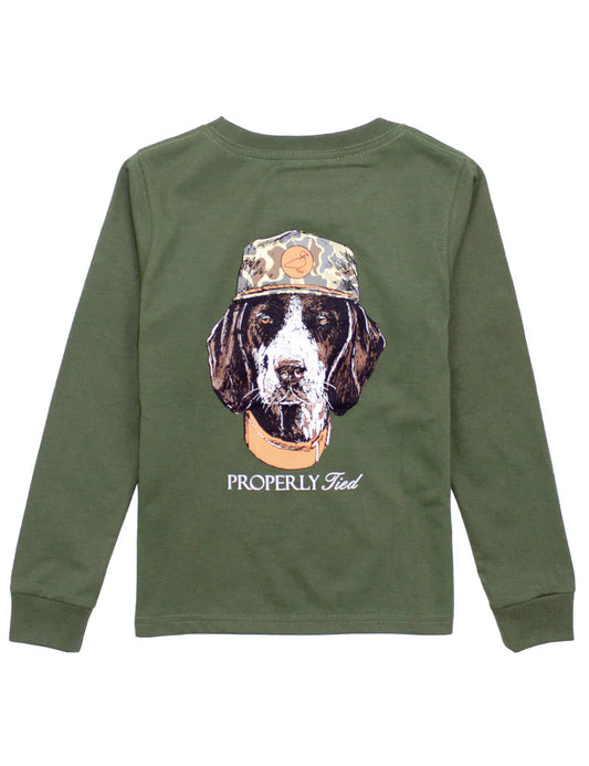 Properly Tied Boys Man's Best Friend LS Olive