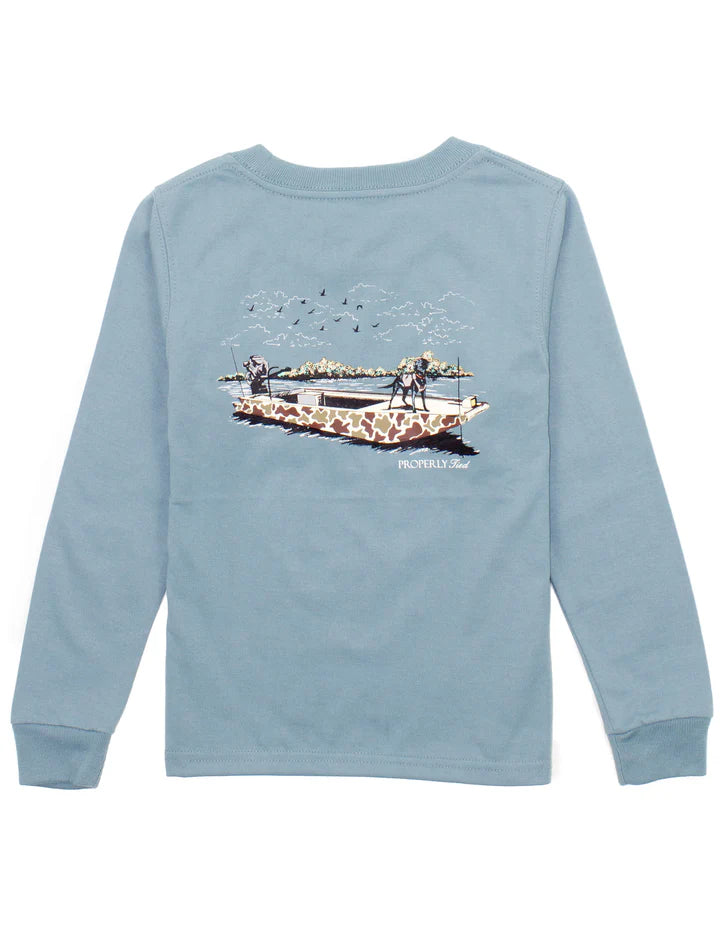 Properly Tied Boys Boat Ride LS Steel Blue