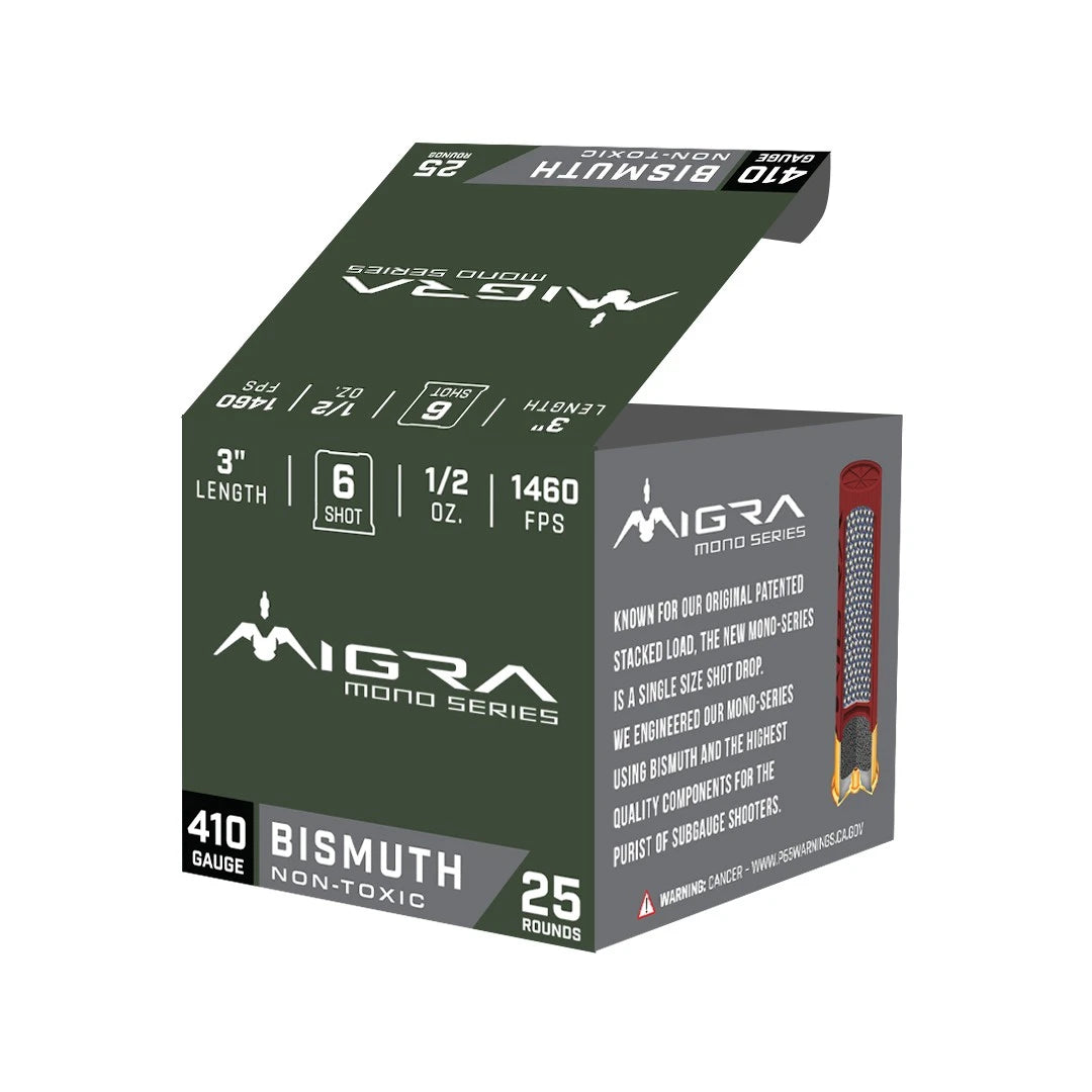 Migra Bismuth Mono Waterfowl Shotshells .410 Bore 3" 11/16oz - 250 Round Case - #6 Shot Size