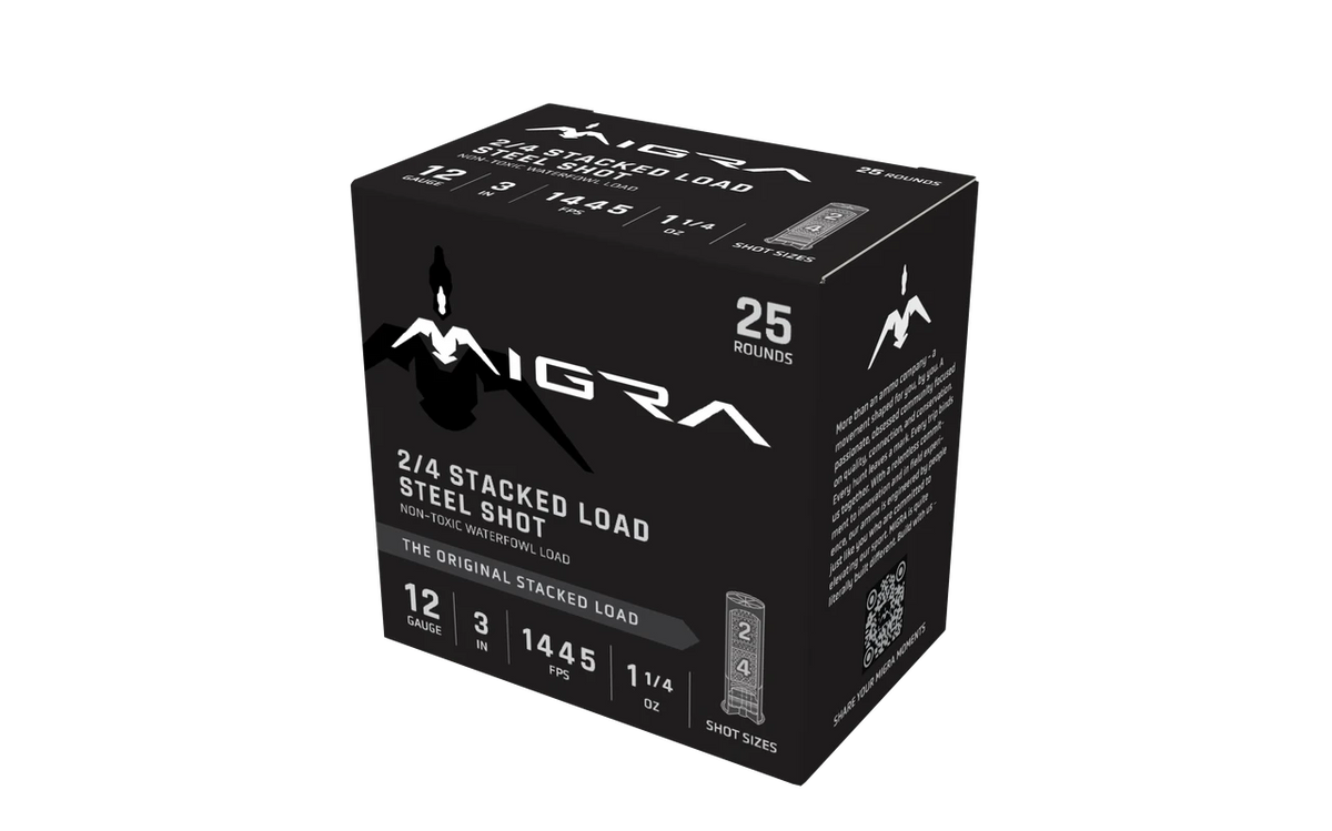 Migra Waterfowl 12 Gauge 3" Steel Shot Staxd Load 2-4 Shot 1.25 Ounce
