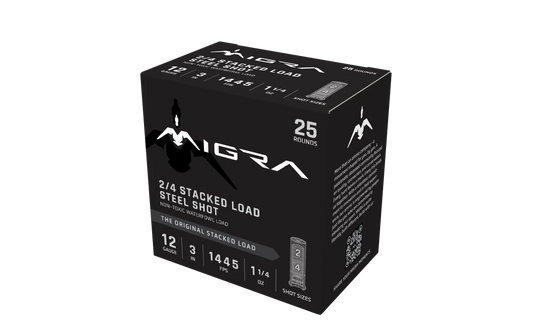 Migra Waterfowl 12 Gauge 3" Steel Shot Staxd Load 2-4 Shot 1.25 Ounce