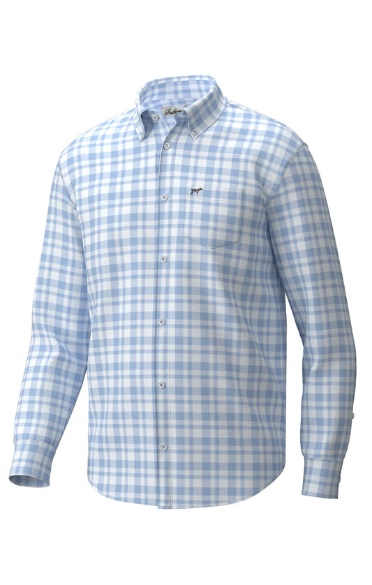 Southen Point Hadley Luxe Lite Long Sleeve Button Down, Bermuda Plaid- Sky Blue