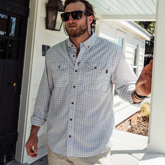 The Sporting Gent Airetex Brooks Long Sleeve Shirt (Field Plaid Grey)