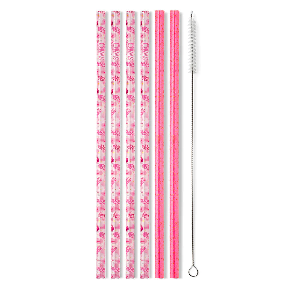 Let's Go Girls + Pink Glitter Reusable Straw Set