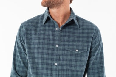 Criquet Corduroy Pearl Snap, Slate Check
