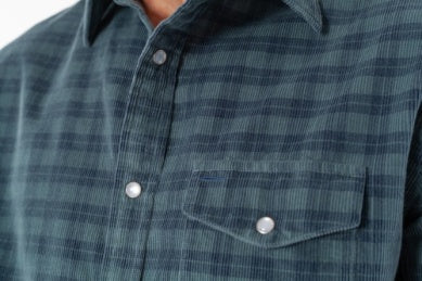 Criquet Corduroy Pearl Snap, Slate Check