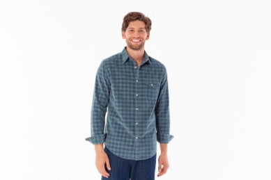 Criquet Corduroy Pearl Snap, Slate Check