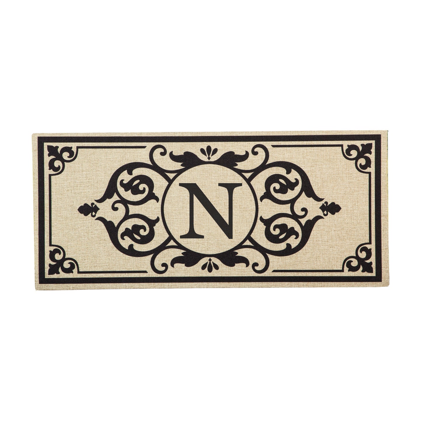 Cambridge Monogram Burlap Sassafras Switch Mat, Letter N