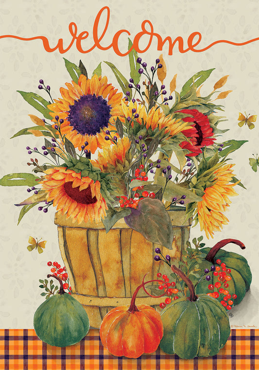 Custom Decor Sunflower Basket Flag, Large 28"x40"