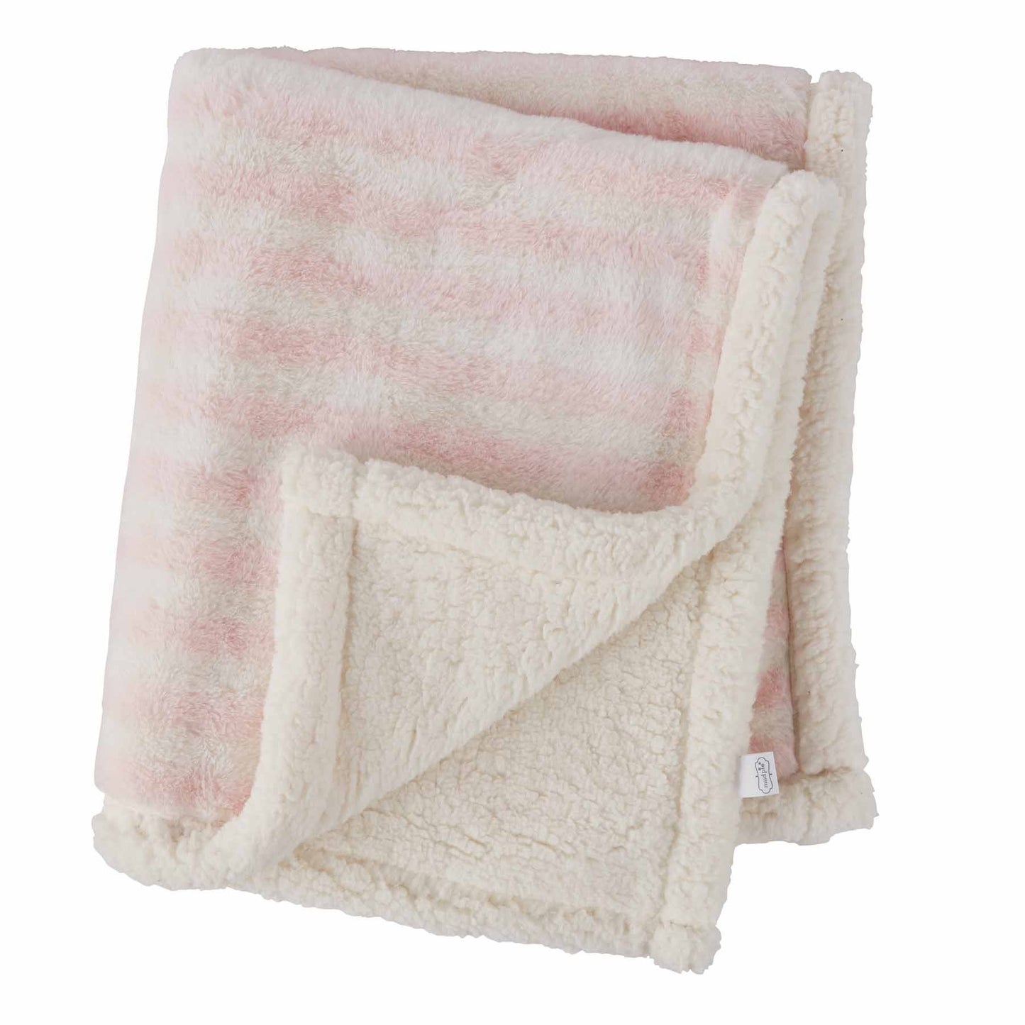 Mudpie Pink Striped Faux Fur Blanket