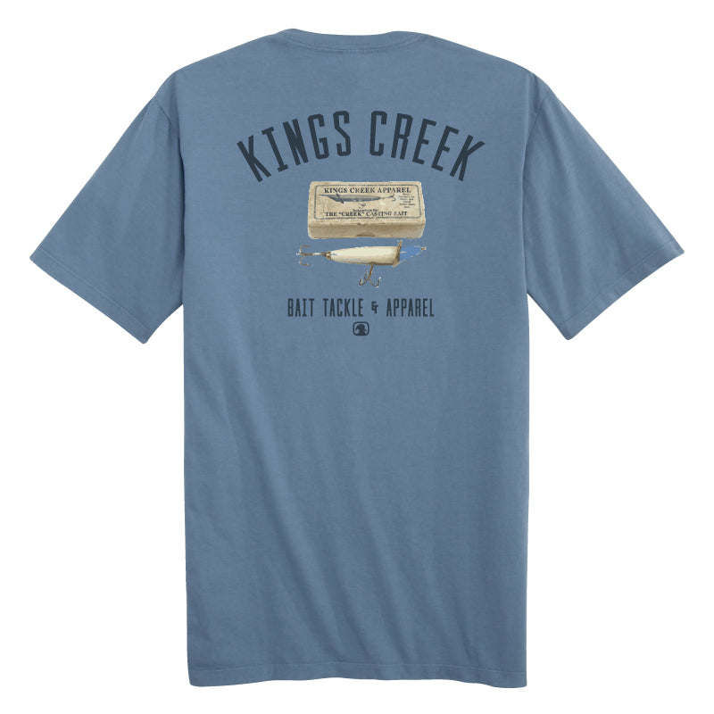 Kings Creek Short Sleeve Bait & Tackle Tee- Blue