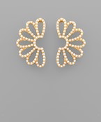 Pearl Half Flower Earrings, Cream/ Gold