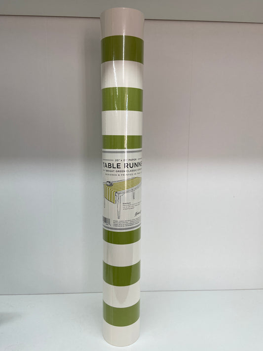 Hester & Cook Bright Green Classic Stripe Table Runner