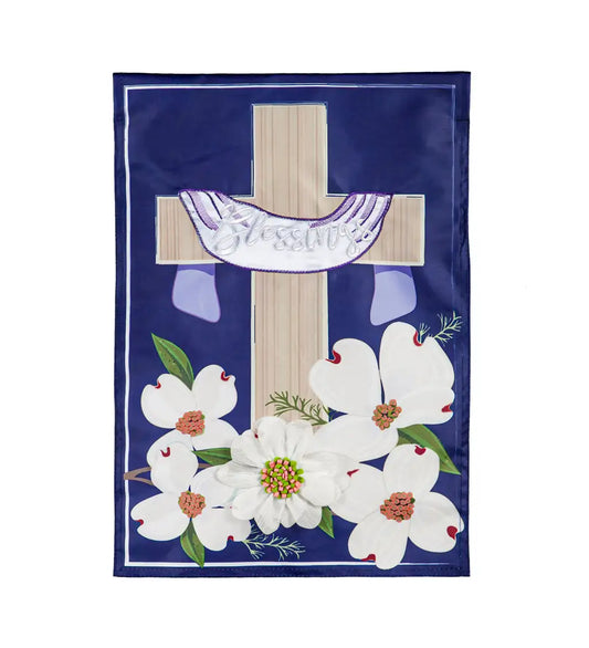 Dogwood Blessings Garden Applique Flag