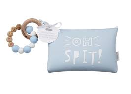 BLUE SILICONE TEETHER POUCH