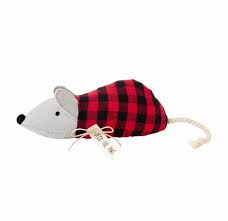 Mud Pie Red Check Mouse Toy