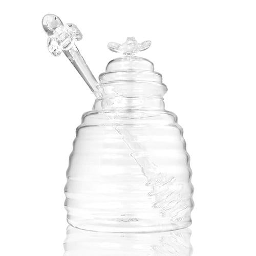 Two's Company Honey Pot with Lid and Dipping Stick (16 oz., hand wash only) - Glass