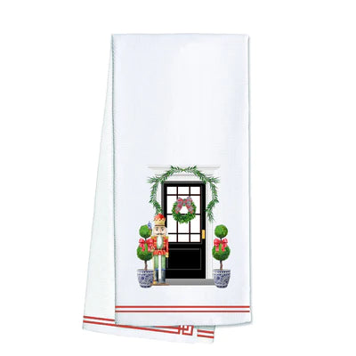 W.H. Hostess Nutcracker Front Door Tea Towel