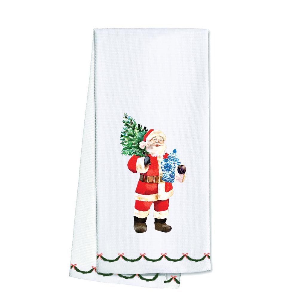 WH Hostess Ginger Jar Santa Tea Towels